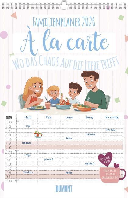 Produktbild Familienplaner à la Carte - Wo das Chaos auf die Liebe trifft - 5 Spaltemilienkalender 26x49 cm - (Deutsch)