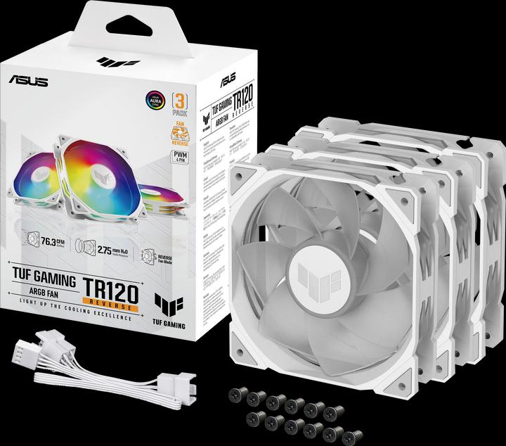 Actual product image ASUS Fan TUF GAMING TR120 FAN ARGB REV WHT 3IN1 (120 mm, 3 x)