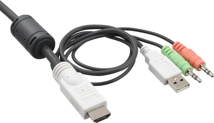 Produktbild InLine KVM Switch 2-fach HDMI USB mit Audio und integrierten Kabelsaetzen 0,9m weiss