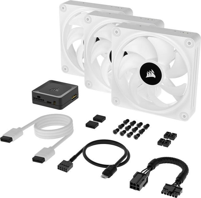 Immagine prodotto Corsair Ventola iCUE LINK QX120 RGB 120 mm PWM (bianca, starter kit) (120 mm, 3 x)