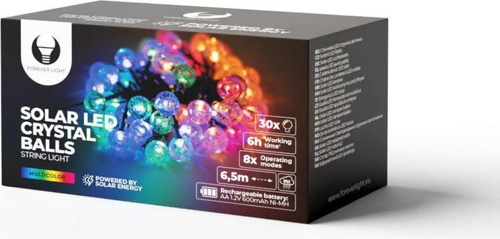Forever Light String Light Solar LED CRYSTAL BALLS SCB61 6,5m 30 Kugeln multicolor (6.50 m)