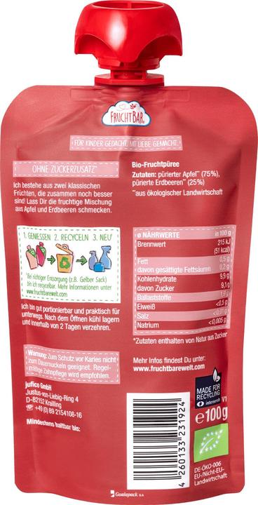 Actual product image Fruchtbar Squeeze bag strawberry, apple 100 g (108 g)