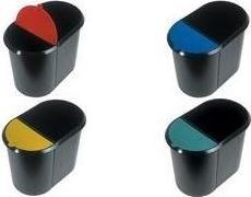 Produktbild Helit H6103995 - Duo-System-Papierkorb, oval/umlaufender Griffrand, schwarz (29 l)