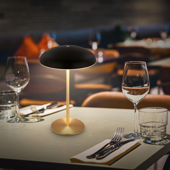Produktbild Briloner Brilo unplugged CAXA Akku LED Tischleuchte - Schwarz, Messing gebürstet (300 lm)