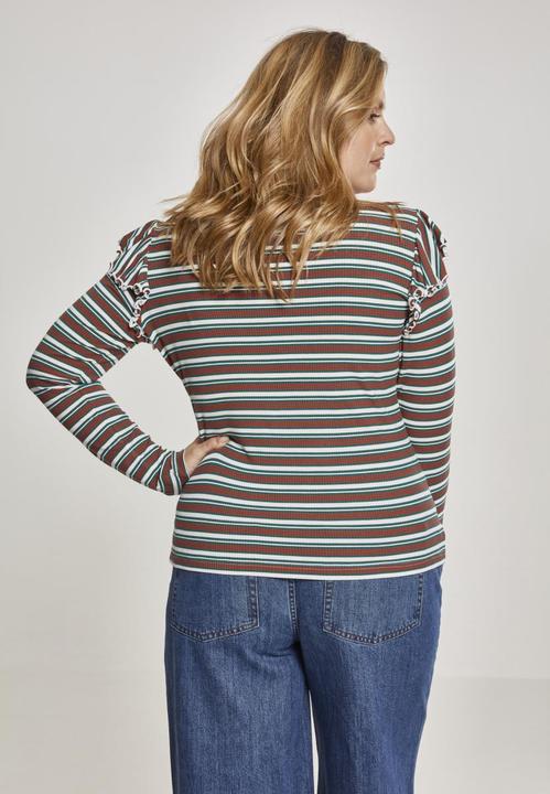 Actual product image Urban Classics Ladies Rib Striped Volant Turtleneck L/S (5XL)