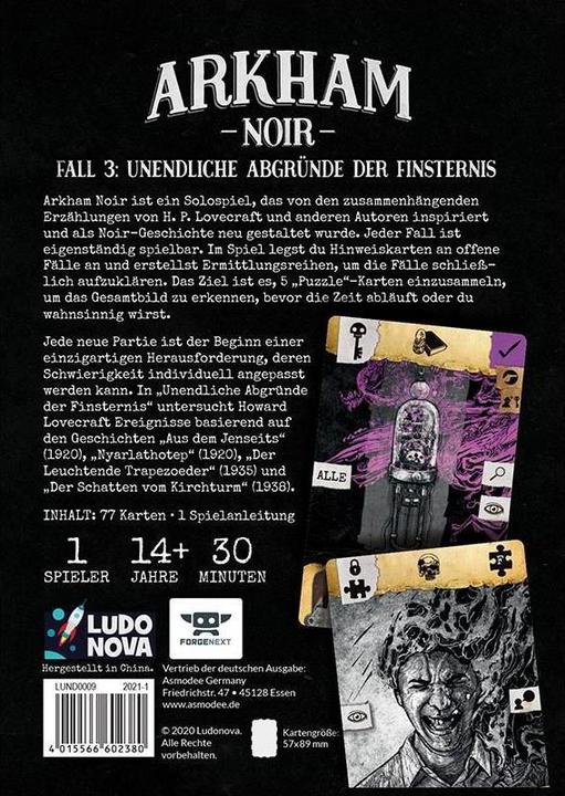 Produktbild Asmodée LUND0010-1 - Arkham Noir-Fall 3: Unendliche Abgründe der Finsternis - 14 Jahren (DE-Ausgabe) (Deutsch)
