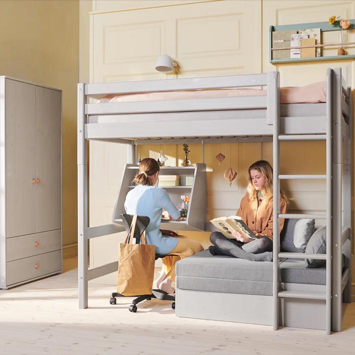 Produktbild Flexa Hochbett Classic mit Sofabett und Hängeschreibtisch - Gerader Leiter (90 x 200 cm)