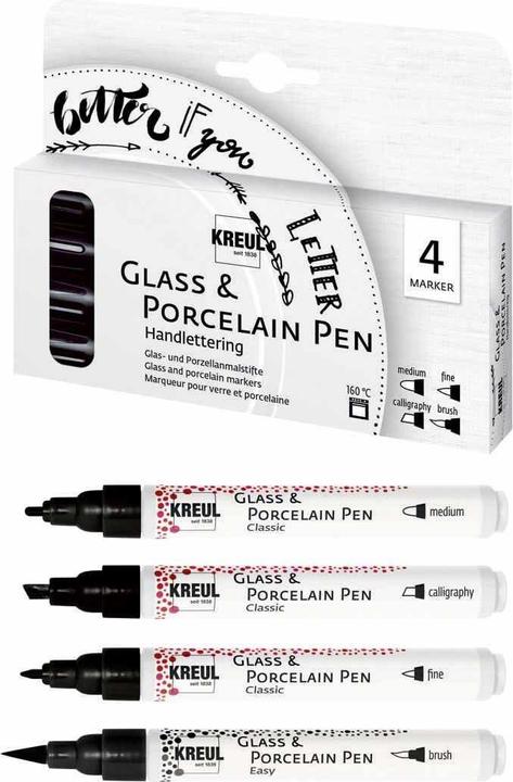 Immagine prodotto Kreul Penna in vetro e porcellana (Nero, 4 mm, 4 x)