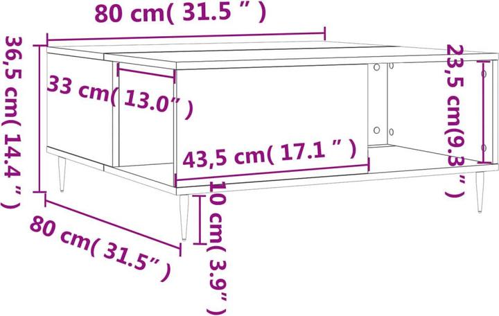 Actual product image VidaXL Clare (80 x 80 x 36.5 cm)