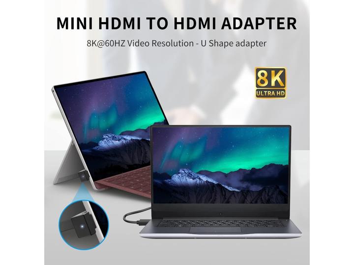 Produktbild PowerGuard Mini HDMI auf HDMI 2.1 180-Grad Winkel U-Form Down Adapter (Mini HDMI)