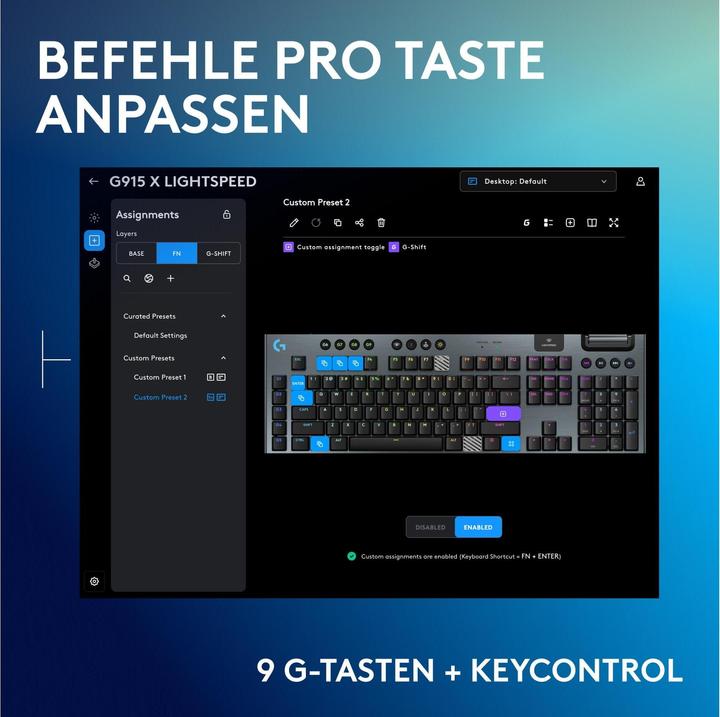 Produktbild Logitech G G915 X Lightspeed (CH, Kabellos, Kabelgebunden)
