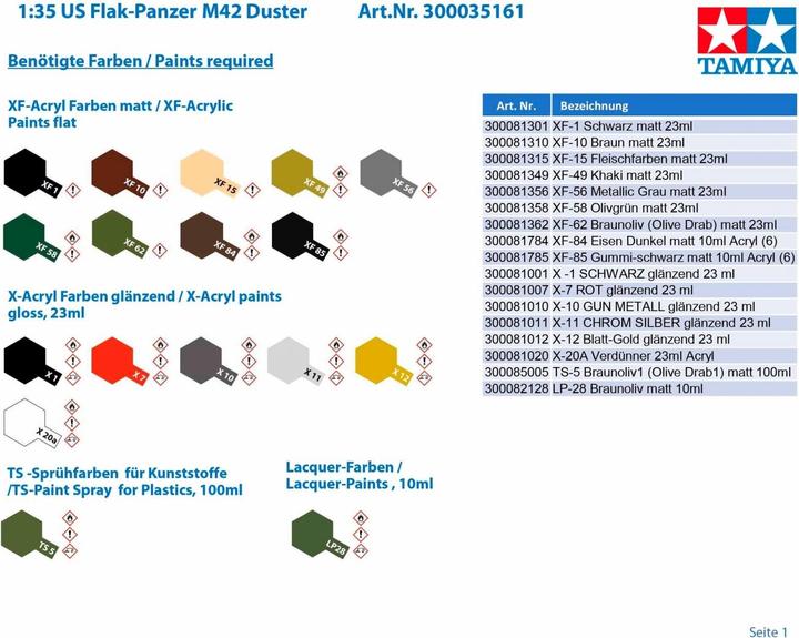 Actual product image Tamiya 1:35 US Flak Tank M42 Duster