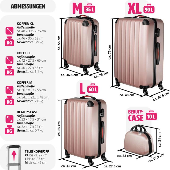 Actual product image tectake Suitcase Set Suitcases Trolleys Trolley Set Hardcase trolley (90 l, M (50 - 90l))
