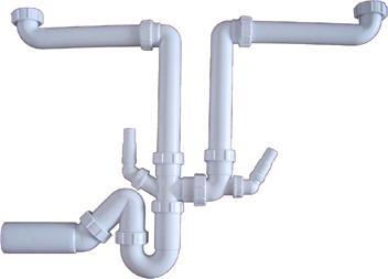 Produktbild Euro Forte Ablauf für Spülbecken, Küche, 2-teilig, CH-Norm, 1 1/2"x56mm, weiss