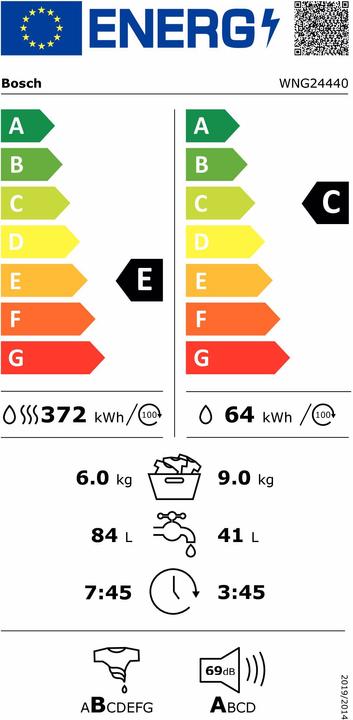 Etichetta energetica Bosch Hausgeräte WNG24440 (Spina UE)