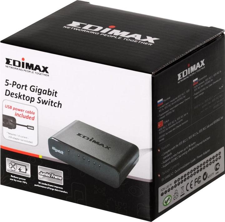 Actual product image edimax ES-5500G V3: 5 port switch, 1Gbps (5 Ports)