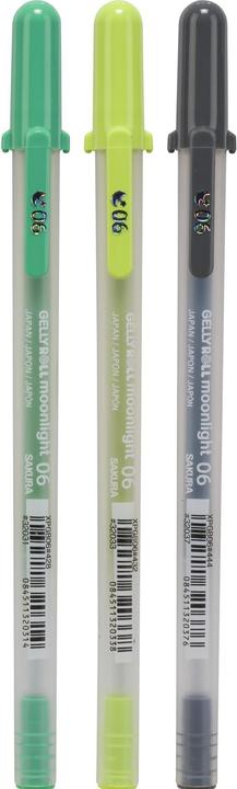 Actual product image Sakura Gel rollerball pen Gelly Roll Moonlight 06 "Botanical (Blue, Black, Green, 3 x)