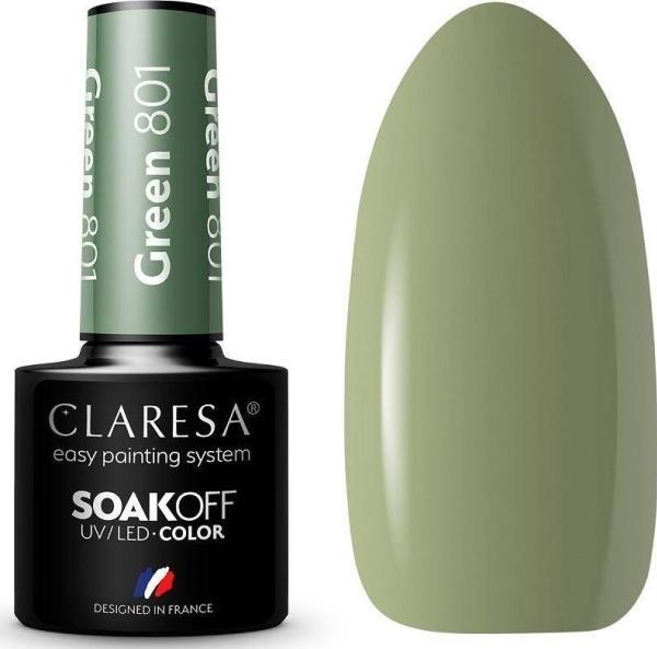 Claresa Soak Off UV/LED Green hybrid polish 801 5g (Green, UV-Gel Lack)