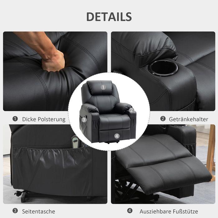 Actual product image Swisshandel24 Electric stand-up chair, massage chair, with reclining function, with remote control, side pockets