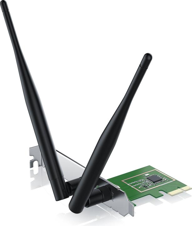 Produktbild CSL 300 Mbit s PCIe Netzwerkkarte WLAN 2,4 GHz - empfangsstarke 2T2R Hochleistungs Doppelantenne (PCI-E x1)