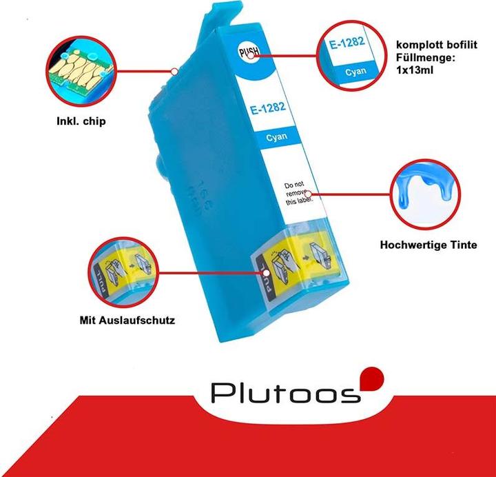 Produktbild Plutoos Epson T1281 T1282 T1283 T1284 Patrone XXL kompatibel, 4er Farbset (M, C, Y, BK)