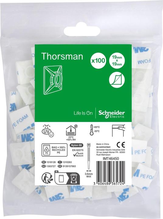 Produktbild Schneider Electric Sockel Kabelbinder (Kunststoffkabelbinder, 18.70 mm, 100 Stk.)