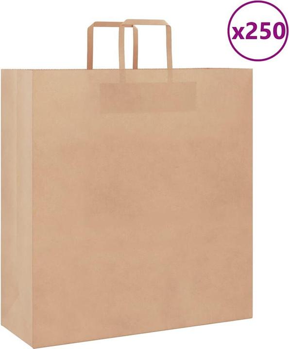 Produktbild VidaXL Kraftpapiertüten 250 Stk. mit Henkel Braun 45x17x48 cm Papiertüte (Geschenktüte, 250 x)