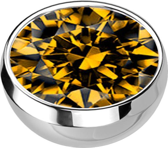 Star Piercing Micro Halbkugel silber mit Kristall topaz (ohne Messing, Chirurgenstahl 316L)