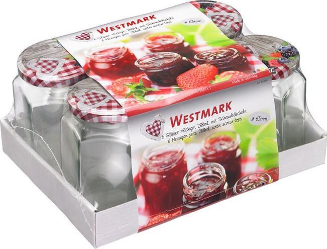 Immagine prodotto Westmark Set di 6 bicchieri a 6 angoli da 288 ml, con coperchio decorativo a forma di cuore, 63 mm (6 pz., 0.29 l)