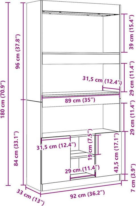 Produktbild VidaXL Louiza (92 x 33 x 180 cm)