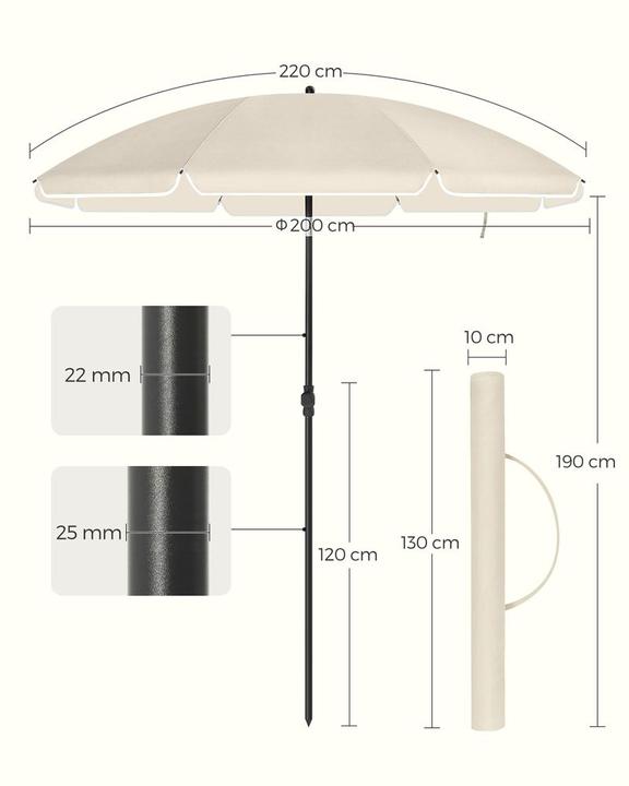 Immagine prodotto Songmics Ombrellone per la spiaggia (2 m)