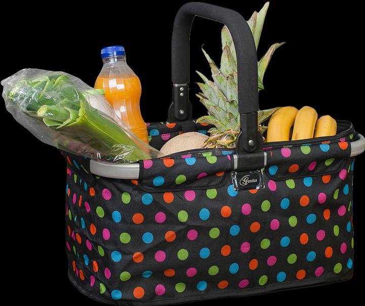 Actual product image Genius Shopping basket Falko, black w. coloured dots