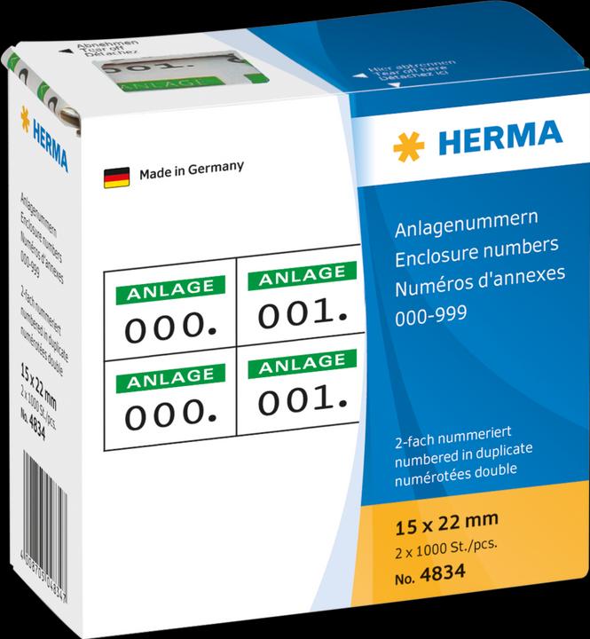 Produktbild HERMA Anlagenummern