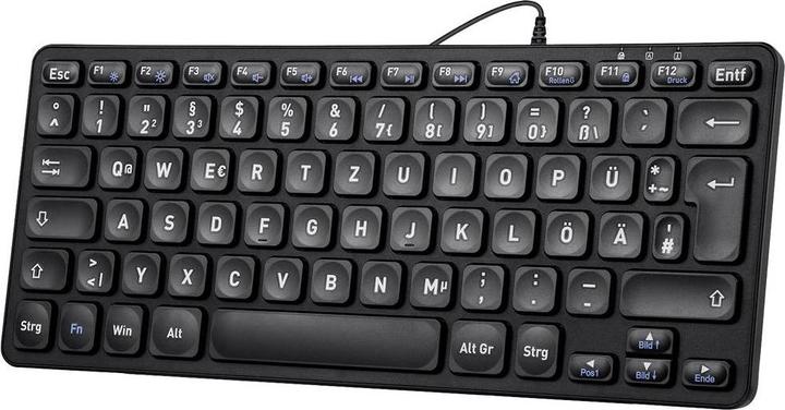 Produktbild Perixx PERIBOARD-432B DE, Mini-Tastatur, USB kabelgebunden, schwarz (DE, Kabelgebunden)