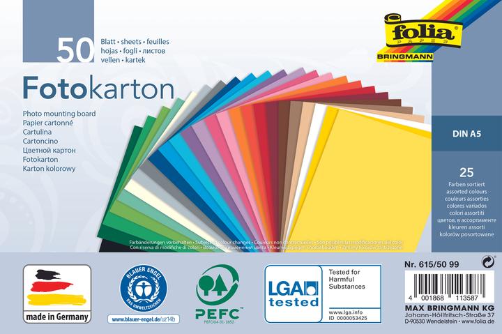 Image du produit Folia Carton photo, DIN A5, 300 g/qm, 25 couleurs assorties (300 g/m², 1 x)