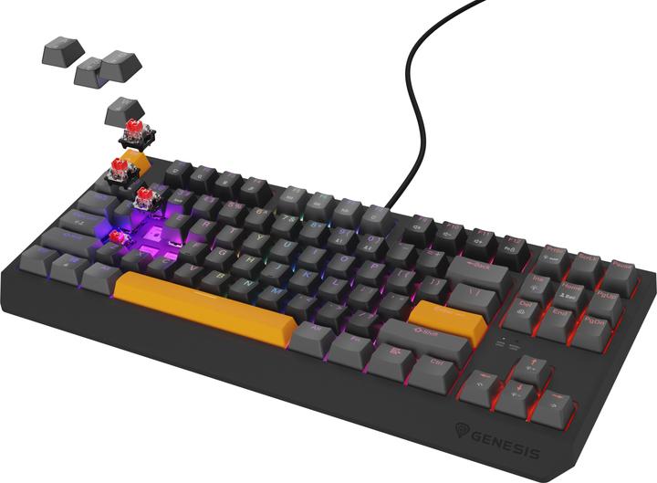 Actual product image Genesis Thor 230 TKL Anchor Gray Positive RGB Outemu Red (US, Cable)