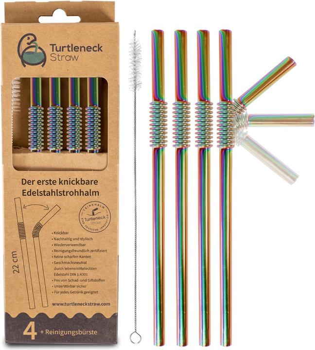 Actual product image Turtleneck Straw Bendable stainless steel drinking straws (4 x)
