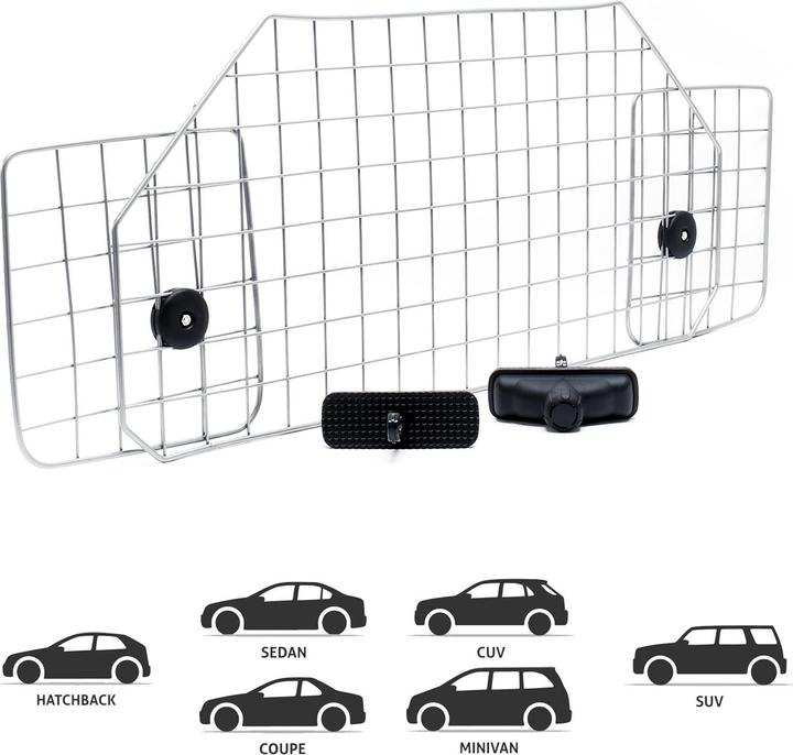 Produktbild Wiltec Hundegitter Auto 90-128cm Schutzgitter verstellbar Trenngitter Hund (Hund, Sicherheitsverschluss)