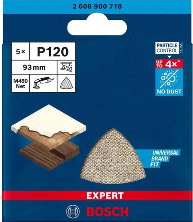 Immagine prodotto Bosch Professional Zubehör Expert M480 Rete di levigatura per levigatrice Delta, 93 mm, G 120, 5 pezzi. (120)