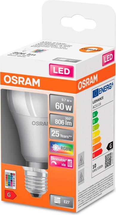 Actual product image Osram Star+ Remote Control Rgbw (E27, 9.70 W, 806 lm, 1 x, G)