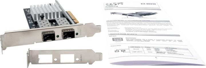 Produktbild Exsys PCI-E Karte Netzwerk SFP+ 2x 10 Gbit/s (Intel) (PCI-E x8)