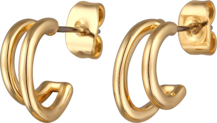 Elli Ohrringe Halbcreolen Zweireihig Ohrstecker Damen Farbe Gold (Messing)