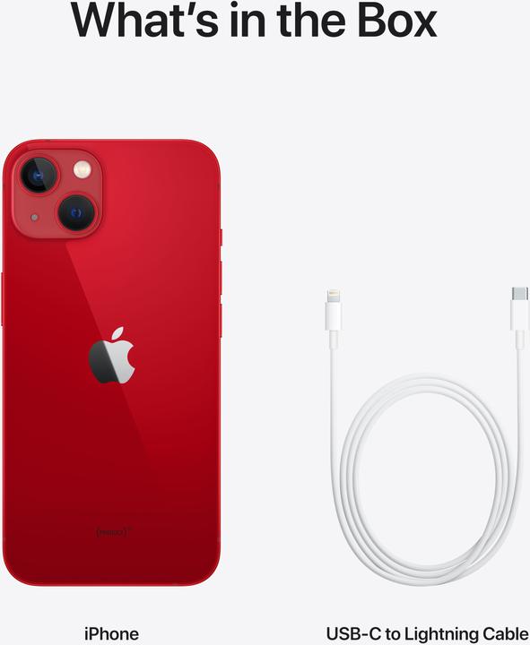 Actual product image Apple iPhone 13 (512 GB, (PRODUCT)​RED, 6.10", SIM + eSIM, 12 Mpx, 5G)