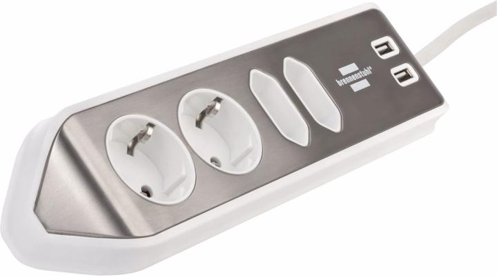 Actual product image Brennenstuhl Corner socket strip (4 x, CEE 7/16, USB, 2 m)