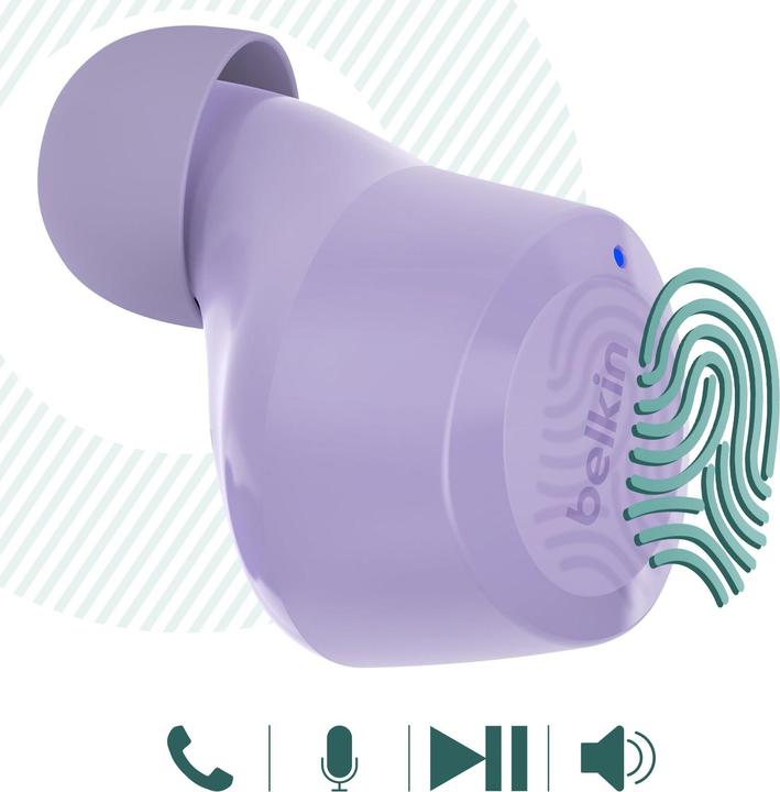 Actual product image Belkin wireless soundform bolt tws light purple (No noise cancelling, 38 h, Wireless)