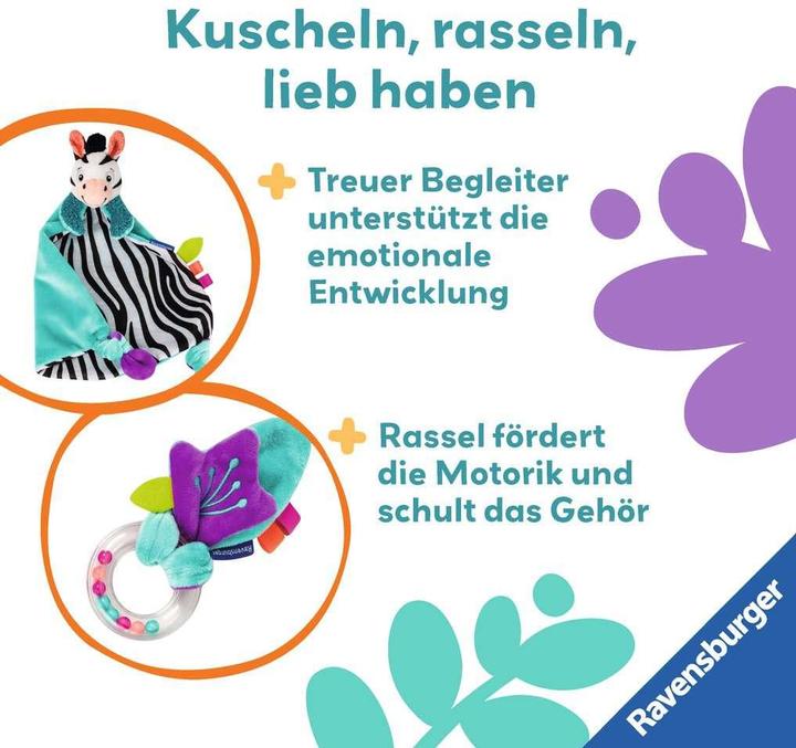 Image du produit Ravensburger 4858 play+ Toucher, hocher, jouer (set cadeau : zèbre), doudou, cadeau pour la fête des mères