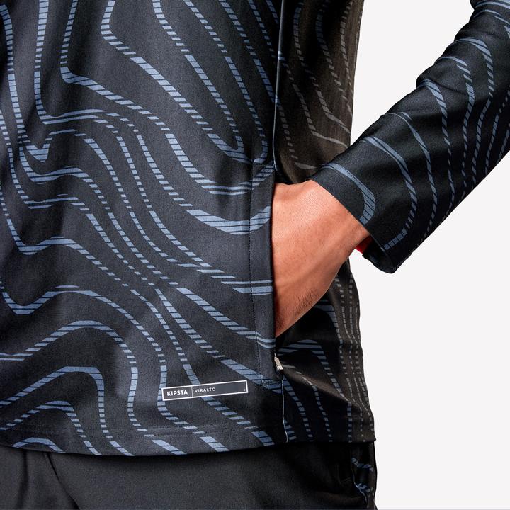 Image du produit Kipsta Sweat De Football Adulte 1/2 Zip Viralto Wave Noir, Rose Fluo, Gris (L)