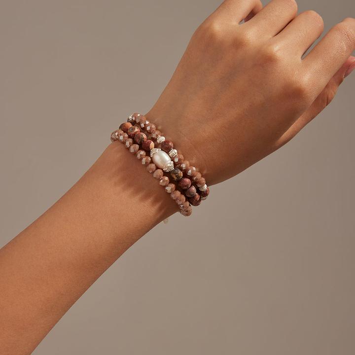 Produktbild Andreani Armband mit echtem Shellbead und echtem Jaspis (80 cm, Shellbeads)