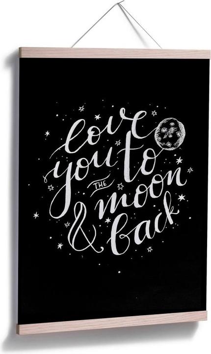 Produktbild Trenddeko Love you to the moon and back - handlettering - schwarz negativ (60 x 80 cm)