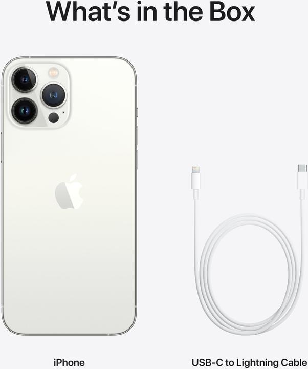 Produktbild Apple iPhone 13 Pro Max (256 GB, Silver, 6.70", SIM + eSIM, 12 Mpx, 5G)